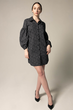 Load image into Gallery viewer, The Black Floral Shirt Dress in Italian Cotton with Oversized Sleeves