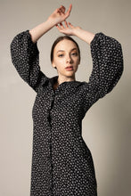 Load image into Gallery viewer, The Black Floral Shirt Dress in Italian Cotton with Oversized Sleeves