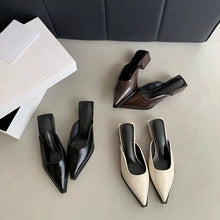 Load image into Gallery viewer, New Mid Heel Slippers Close Toe Outdoor Mules Casual Pumps Street Style Woman Sandals Slip on Half Slippers Loafers Shoes
