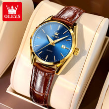 Load image into Gallery viewer, OLEVS Watch 6898 Women Watches Original Elegant Quartz Watch Waterproof Luminous Leather Strap Date Ladies Set Bracelet Watch