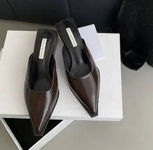 Load image into Gallery viewer, New Mid Heel Slippers Close Toe Outdoor Mules Casual Pumps Street Style Woman Sandals Slip on Half Slippers Loafers Shoes