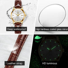 Load image into Gallery viewer, OLEVS Watch 6898 Women Watches Original Elegant Quartz Watch Waterproof Luminous Leather Strap Date Ladies Set Bracelet Watch