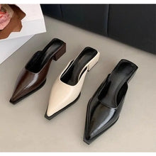 Load image into Gallery viewer, New Mid Heel Slippers Close Toe Outdoor Mules Casual Pumps Street Style Woman Sandals Slip on Half Slippers Loafers Shoes