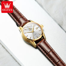 Load image into Gallery viewer, OLEVS Watch 6898 Women Watches Original Elegant Quartz Watch Waterproof Luminous Leather Strap Date Ladies Set Bracelet Watch