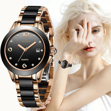 Load image into Gallery viewer, LIGE Sunkta Fashion Elegant Women&#39;s Watches Casual Luxury Ceramic Waterproof Ladies Clock Auto Date Dress Quartz Woman Watch+Box