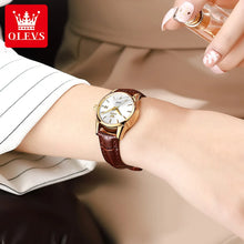 Load image into Gallery viewer, OLEVS Watch 6898 Women Watches Original Elegant Quartz Watch Waterproof Luminous Leather Strap Date Ladies Set Bracelet Watch