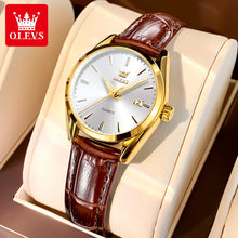 Load image into Gallery viewer, OLEVS Watch 6898 Women Watches Original Elegant Quartz Watch Waterproof Luminous Leather Strap Date Ladies Set Bracelet Watch