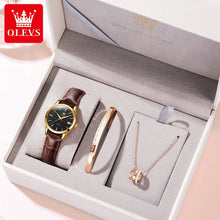 Load image into Gallery viewer, OLEVS Watch 6898 Women Watches Original Elegant Quartz Watch Waterproof Luminous Leather Strap Date Ladies Set Bracelet Watch