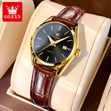 Load image into Gallery viewer, OLEVS Watch 6898 Women Watches Original Elegant Quartz Watch Waterproof Luminous Leather Strap Date Ladies Set Bracelet Watch