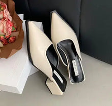Load image into Gallery viewer, New Mid Heel Slippers Close Toe Outdoor Mules Casual Pumps Street Style Woman Sandals Slip on Half Slippers Loafers Shoes