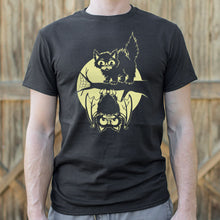 Load image into Gallery viewer, Cat And Bat Halloween T-Shirt (Mens)