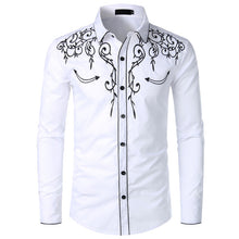 Load image into Gallery viewer, Stylish Western Cowboy Shirt Men Brand Design Embroidery Slim Fit Casual Long Sleeve Shirts Mens Wedding Party Shirt for Male