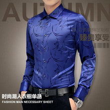 Load image into Gallery viewer, Plus Size 5XL 2019 New Men&#39;s Luxury Shirts Wedding Party Dress Long Sleeve Shirt Silk Tuxedo Shirt Men Mercerized Cotton Shirt