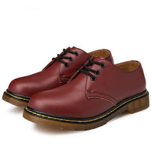 Load image into Gallery viewer, Dr. M Women Men Couple Lace Up Plus Size 34-46 Low Top Red Black Brown Martens Oxford Shoes