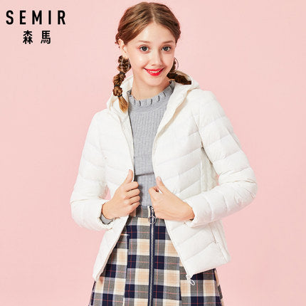 SEMIR 2018 New Parkas basic Winter jackets Female Women Winter plus velvet lamb hooded Coats Down Winter Jacket Womens Outwear
