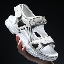 Load image into Gallery viewer, Summer Mesh Men Sandals Leather Canvas Men Casual Shoes Soft Light Weight Sandals Outdoor Beach Flip Flop Flats Loafer Slipper