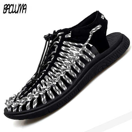 Summer Big Size 48 Men Sandals Fashion Handmade Weaving Design Breathable Casual Beach Shoes Soft Bottom Outdoor Sandals for Men