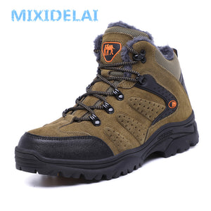 MIXIDELAI Size 38-47 Men Boots Anti-skidding Winter Shoes Men Plush Warm Winter Ankle Boots High Quality Waterproof Snow Boots