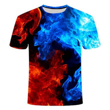Load image into Gallery viewer, high quality fashion sales Men&#39;s New Summer T-shirt With Round Neck Short Sleeve Blue green red purple Flame 3D Printed Top