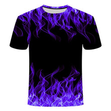 Load image into Gallery viewer, high quality fashion sales Men&#39;s New Summer T-shirt With Round Neck Short Sleeve Blue green red purple Flame 3D Printed Top