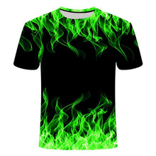 Load image into Gallery viewer, high quality fashion sales Men&#39;s New Summer T-shirt With Round Neck Short Sleeve Blue green red purple Flame 3D Printed Top
