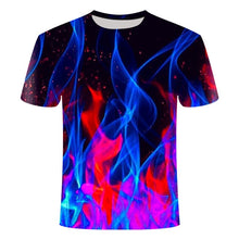 Load image into Gallery viewer, high quality fashion sales Men&#39;s New Summer T-shirt With Round Neck Short Sleeve Blue green red purple Flame 3D Printed Top