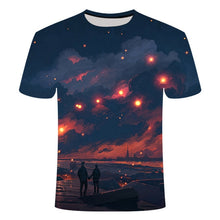 Load image into Gallery viewer, high quality fashion sales Men&#39;s New Summer T-shirt With Round Neck Short Sleeve Blue green red purple Flame 3D Printed Top