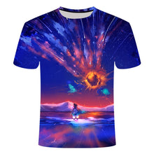 Load image into Gallery viewer, high quality fashion sales Men&#39;s New Summer T-shirt With Round Neck Short Sleeve Blue green red purple Flame 3D Printed Top