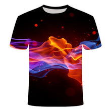 Load image into Gallery viewer, high quality fashion sales Men&#39;s New Summer T-shirt With Round Neck Short Sleeve Blue green red purple Flame 3D Printed Top