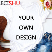 Load image into Gallery viewer, Customize Your Like Photo or Logo Your OWN Design T Shirt Men Unisex White Pink T-shirt Casual Short Sleeve Tshirt Top Tees Male