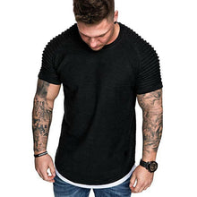 Load image into Gallery viewer, Hot Men&#39;s T-Shirts Pleated Wrinkled Slim Fit O Neck Short Sleeve Muscle Solid Casual Tops Shirts Summer Basic Tee New