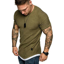 Load image into Gallery viewer, Hot Men&#39;s T-Shirts Pleated Wrinkled Slim Fit O Neck Short Sleeve Muscle Solid Casual Tops Shirts Summer Basic Tee New