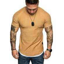 Load image into Gallery viewer, Hot Men&#39;s T-Shirts Pleated Wrinkled Slim Fit O Neck Short Sleeve Muscle Solid Casual Tops Shirts Summer Basic Tee New