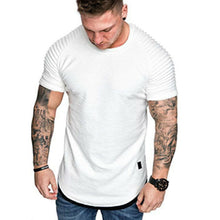Load image into Gallery viewer, Hot Men&#39;s T-Shirts Pleated Wrinkled Slim Fit O Neck Short Sleeve Muscle Solid Casual Tops Shirts Summer Basic Tee New