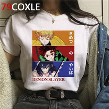 Load image into Gallery viewer, Hot Demon Slayer Funny Cartoon T Shirt Men Fashion Kimetsu No Yaiba T-shirt Graphic Japanese Anime Tshirt Hip Hop Top Tees Male