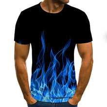 Load image into Gallery viewer, 2020 new flame men&#39;s T-shirt summer fashion short-sleeved 3D round neck tops smoke element shirt trendy men&#39;s T-shirt