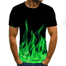 Load image into Gallery viewer, 2020 new flame men&#39;s T-shirt summer fashion short-sleeved 3D round neck tops smoke element shirt trendy men&#39;s T-shirt