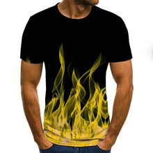 Load image into Gallery viewer, 2020 new flame men&#39;s T-shirt summer fashion short-sleeved 3D round neck tops smoke element shirt trendy men&#39;s T-shirt