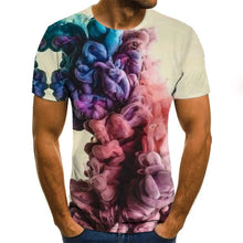 Load image into Gallery viewer, 2020 new flame men&#39;s T-shirt summer fashion short-sleeved 3D round neck tops smoke element shirt trendy men&#39;s T-shirt