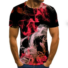 Load image into Gallery viewer, 2020 new flame men&#39;s T-shirt summer fashion short-sleeved 3D round neck tops smoke element shirt trendy men&#39;s T-shirt