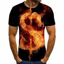 Load image into Gallery viewer, 2020 new flame men&#39;s T-shirt summer fashion short-sleeved 3D round neck tops smoke element shirt trendy men&#39;s T-shirt