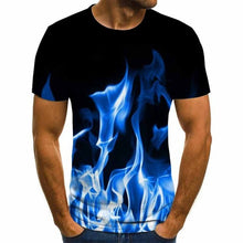 Load image into Gallery viewer, 2020 new flame men&#39;s T-shirt summer fashion short-sleeved 3D round neck tops smoke element shirt trendy men&#39;s T-shirt