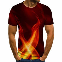 Load image into Gallery viewer, 2020 new flame men&#39;s T-shirt summer fashion short-sleeved 3D round neck tops smoke element shirt trendy men&#39;s T-shirt