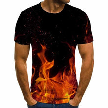 Load image into Gallery viewer, 2020 new flame men&#39;s T-shirt summer fashion short-sleeved 3D round neck tops smoke element shirt trendy men&#39;s T-shirt