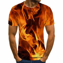 Load image into Gallery viewer, 2020 new flame men&#39;s T-shirt summer fashion short-sleeved 3D round neck tops smoke element shirt trendy men&#39;s T-shirt