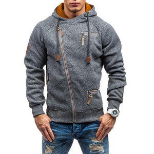 Plus Size Men's Hoodies Tracksuit 2020 Autumn Winter Drawstring Pocket Hooded Sweatshirt Long Sleeve Zip Slim Coat Male Jacket