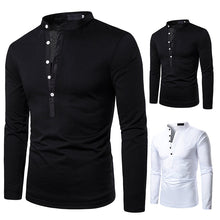 Load image into Gallery viewer, Men T-shirt Men Shirt Long Sleeve T-shirt Solid Color Tops New Clothing  Autumn Streetwear Casual Fashion Men T-shirt