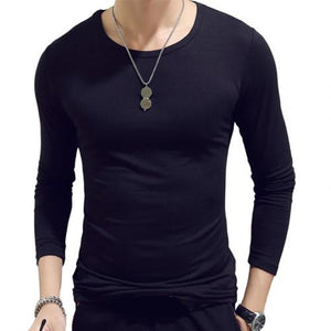 Men T Shirt Long leeve Cotton Spring Autumn Thermal Undershirt Armor Mens T Shirts Full Sleeve Round Neck Casual Men'S Tees