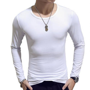 Men T Shirt Long leeve Cotton Spring Autumn Thermal Undershirt Armor Mens T Shirts Full Sleeve Round Neck Casual Men'S Tees
