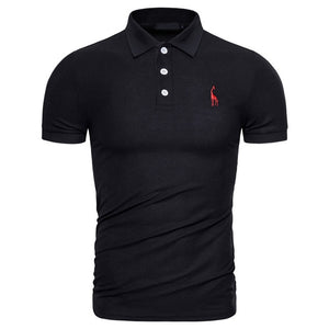 Dropshipping 2019 New Polo Shirt Men Solid Casual Cotton Polo Giraffe Men Slim Fit Embroidery Short Sleeve Men's Polo 10 Colors